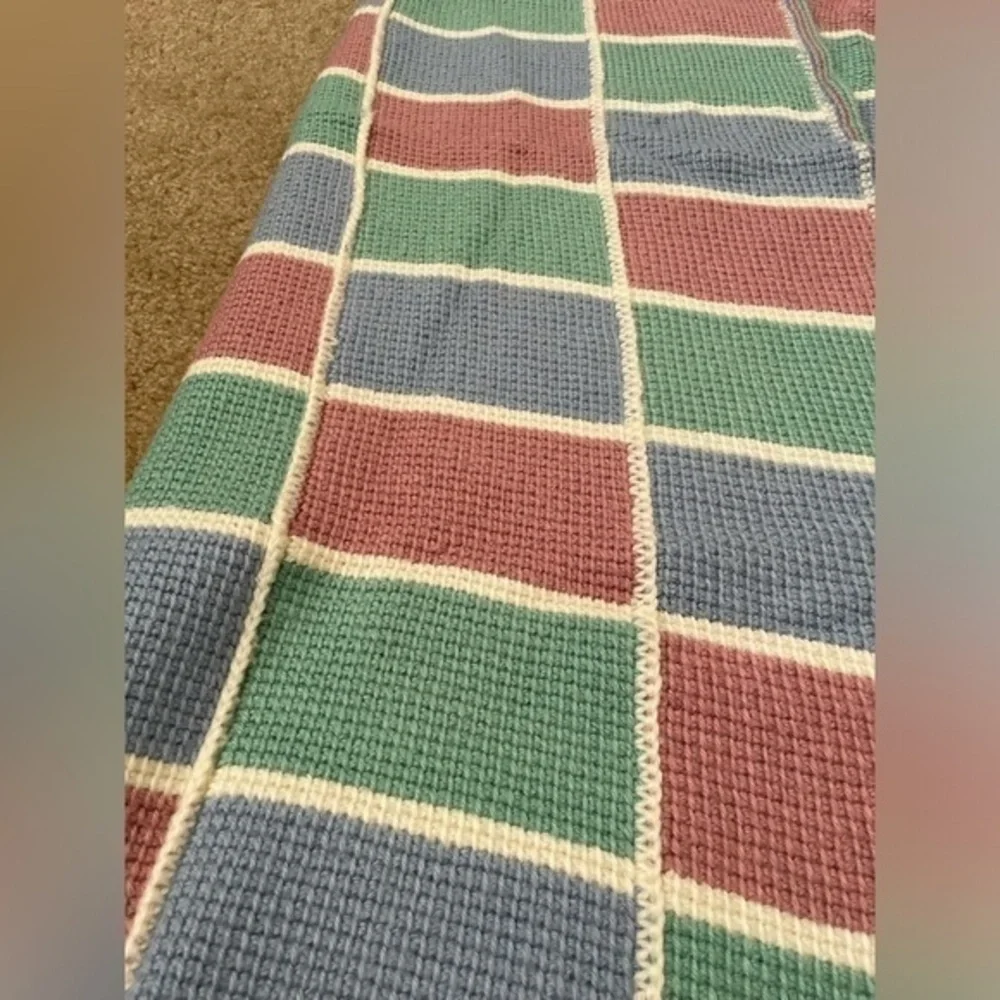 Handmade Crochet Blanket Throw Pastel Colors Granny‎ Square Afghan Size: 45x47